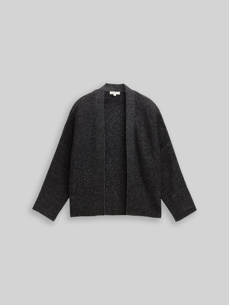 Tom Tailor Cropped Cardigan mit Glitzer-Effekt - Deep Black