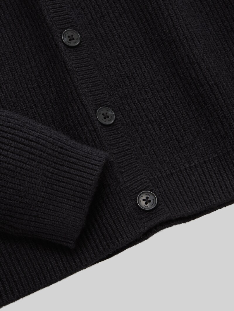 Tom Tailor Cropped Cardigan mit V-Ausschnitt - Heavy Black