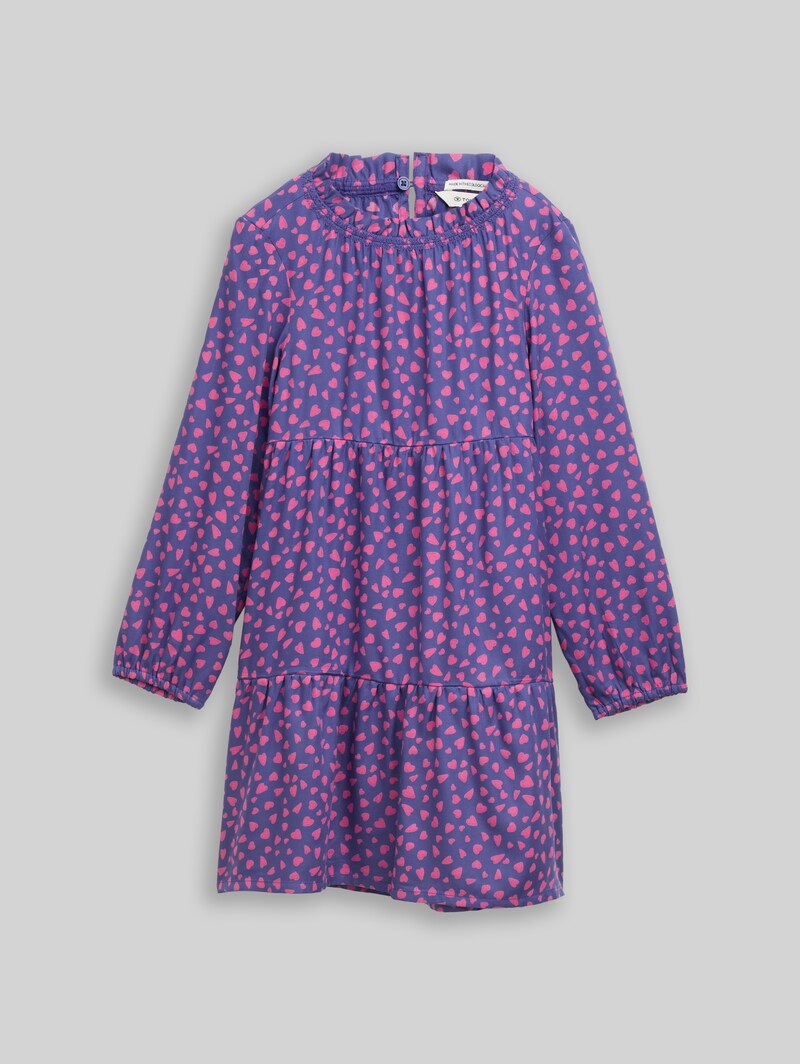 Tom Tailor Mini-Kleid mit Allover-Print - Dark Blue Pink Heart