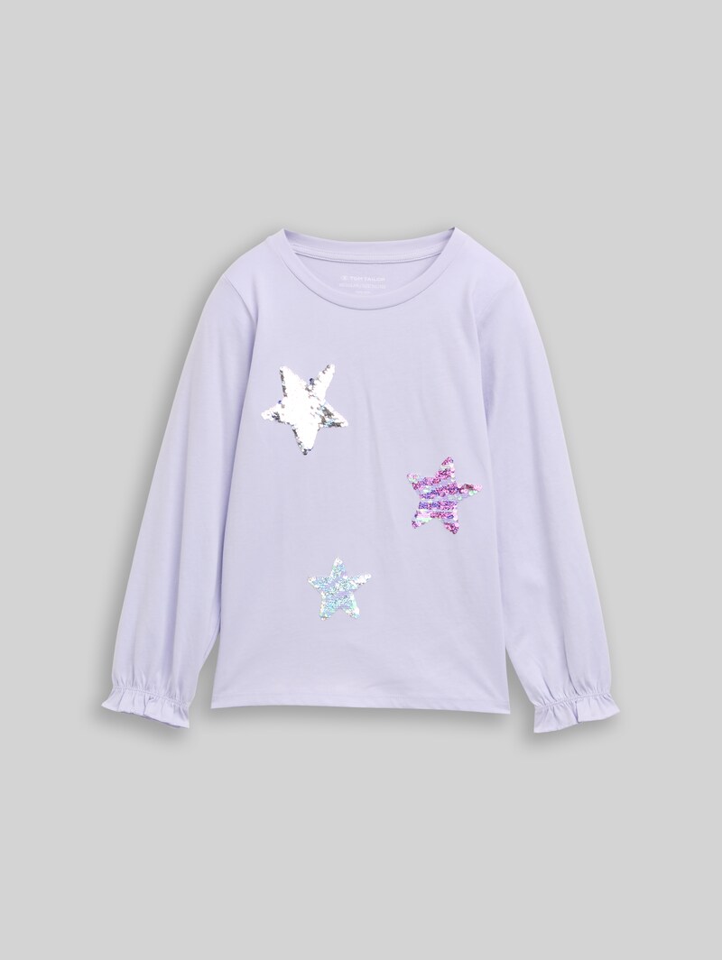Tom Tailor Langarmshirt mit Wendepailletten - Light Lavender