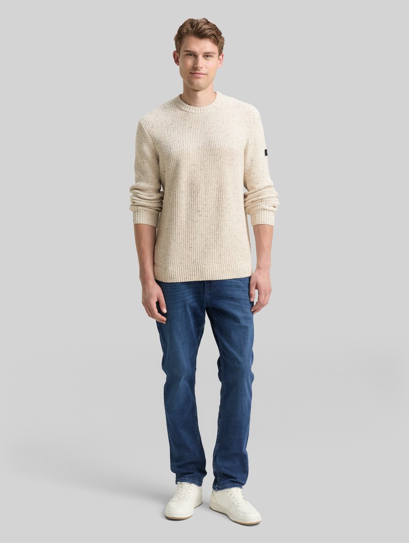 Tom Tailor Strickpullover mit Strukturmix - Offwhite Melange Multi Neps