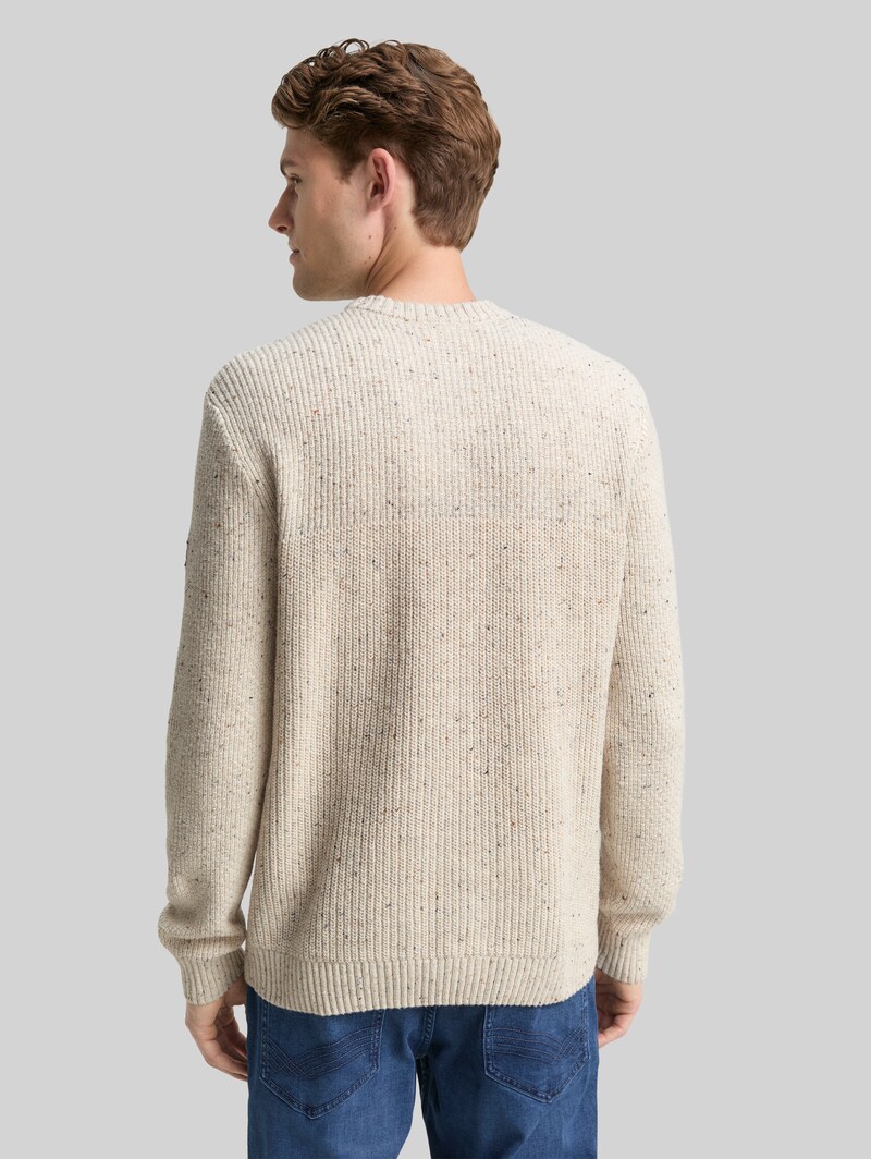 Tom Tailor Strickpullover mit Strukturmix - Offwhite Melange Multi Neps