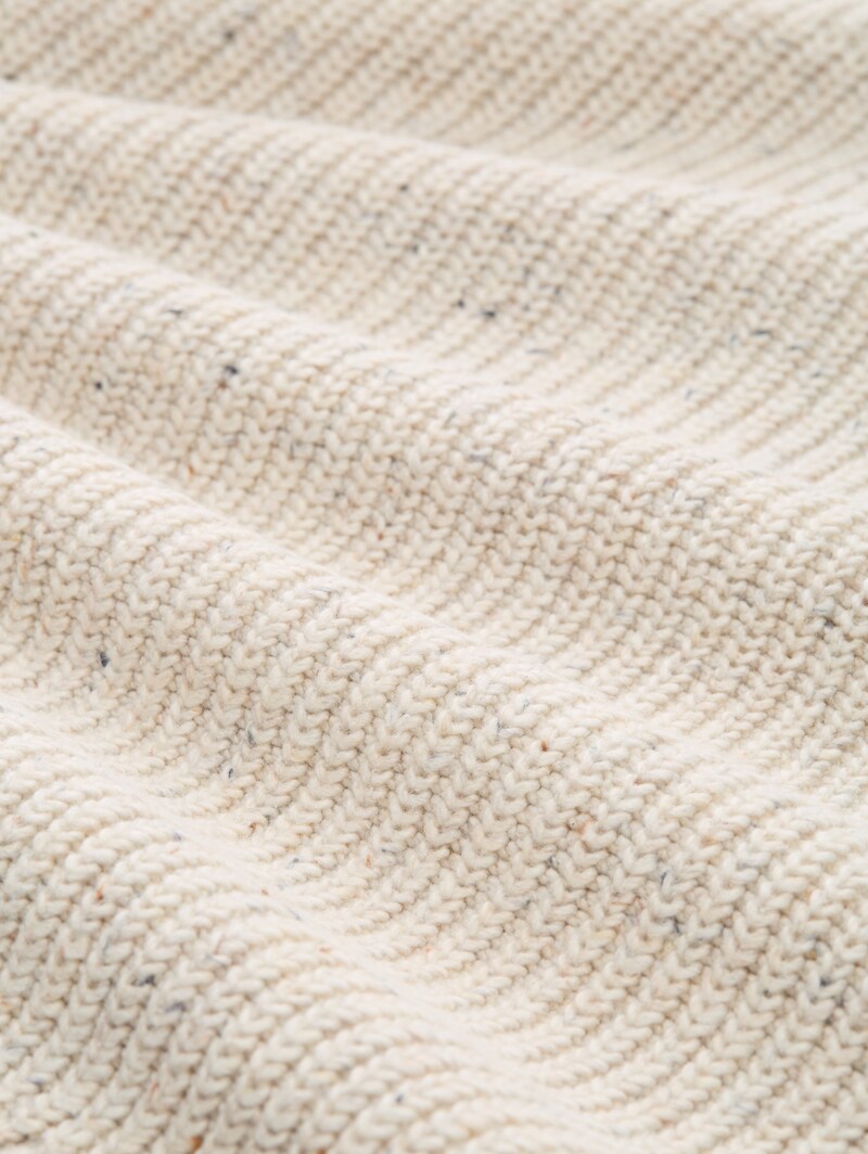 Tom Tailor Strickpullover mit Strukturmix - Offwhite Melange Multi Neps