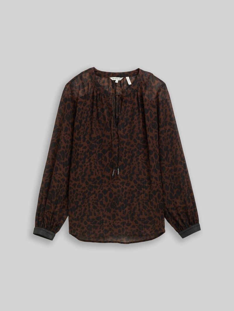 Tom Tailor Chiffon Bluse mit Leo-Print - Brown Black Small Leo Print