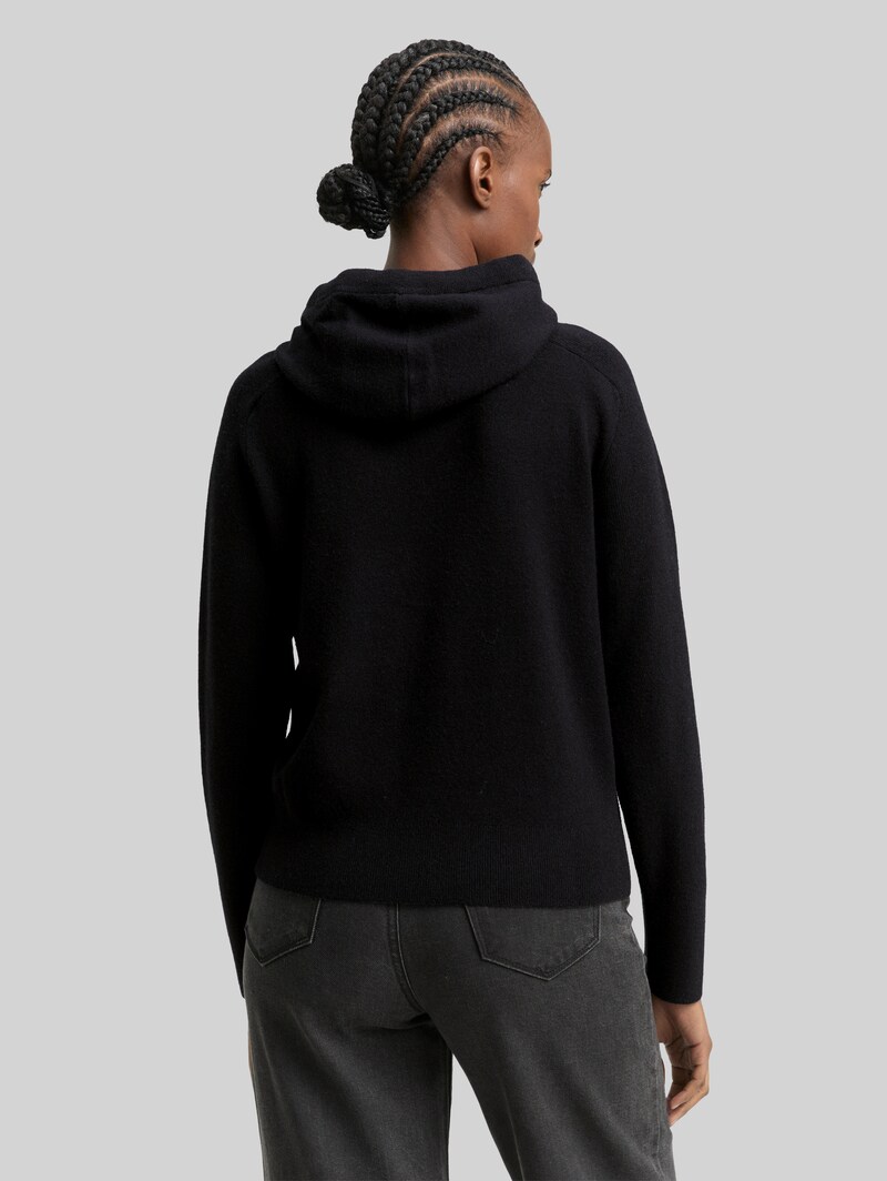 Tom Tailor Hoodie Strickpullover mit Reißverschluss - Deep Black