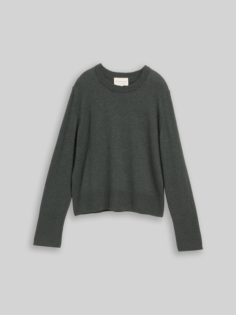 Tom Tailor Strickpullover mit Kaschmir-Anteil - Dark Olive Melange
