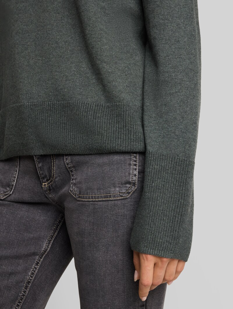 Tom Tailor Strickpullover mit Kaschmir-Anteil - Dark Olive Melange