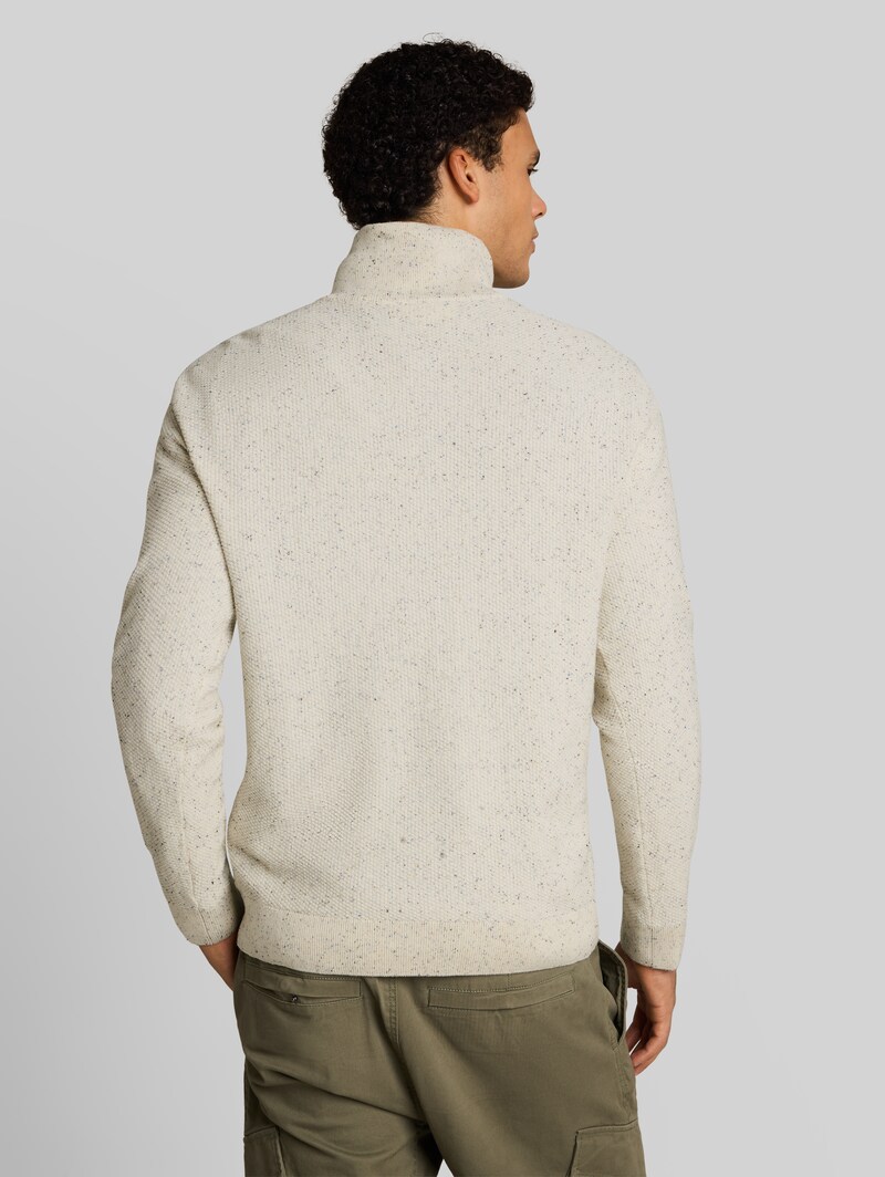Tom Tailor Troyer Strickpullover aus Baumwolle - Off White Neps