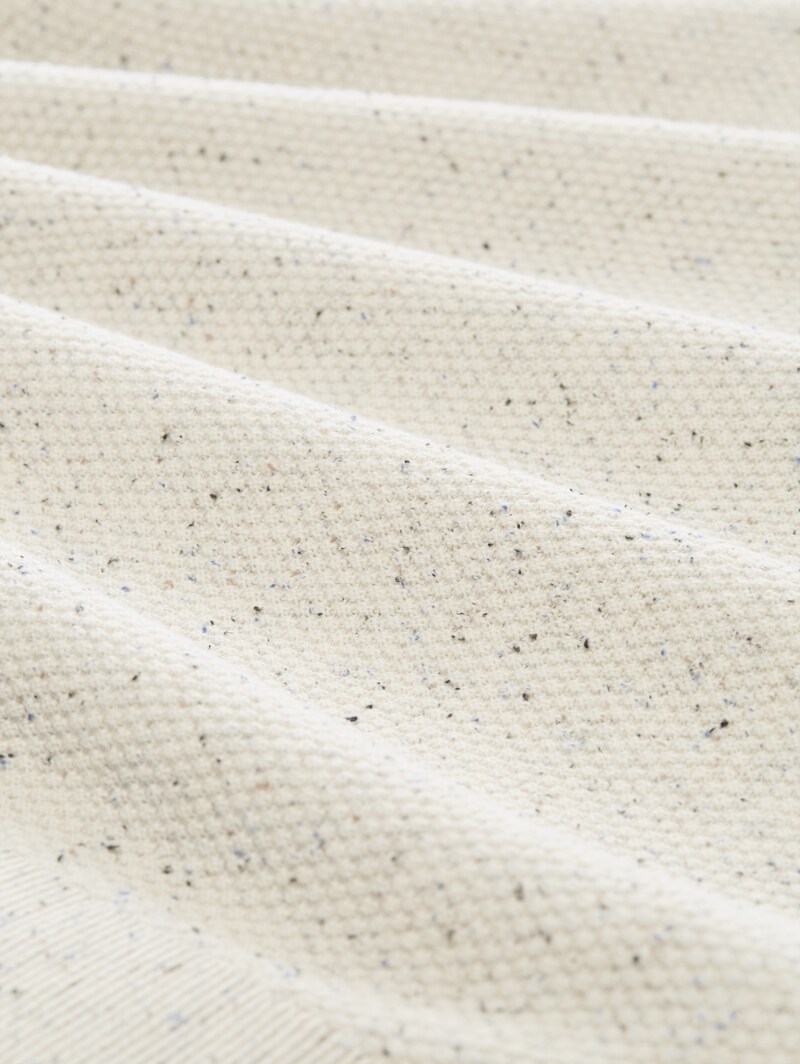 Tom Tailor Troyer Strickpullover aus Baumwolle - Off White Neps