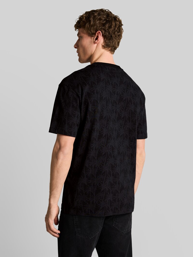 Tom Tailor Relaxed Fit T-Shirt mit Palmenprint - Black Laser Palm Design