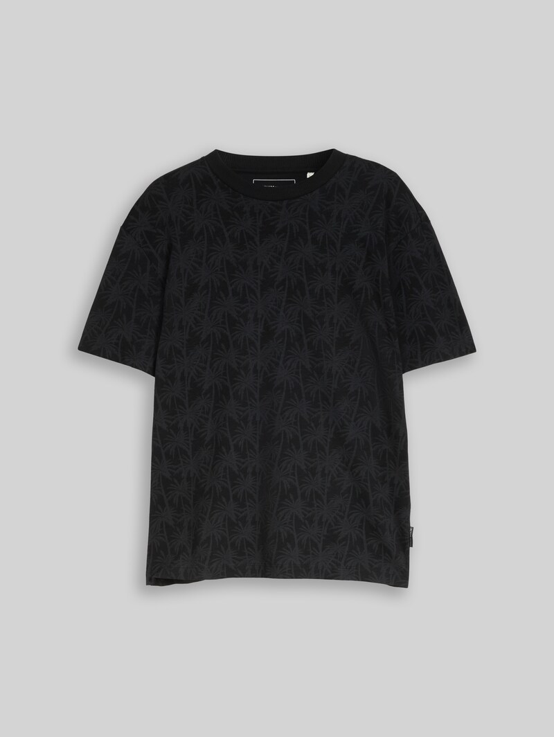 Tom Tailor Relaxed Fit T-Shirt mit Palmenprint - Black Laser Palm Design