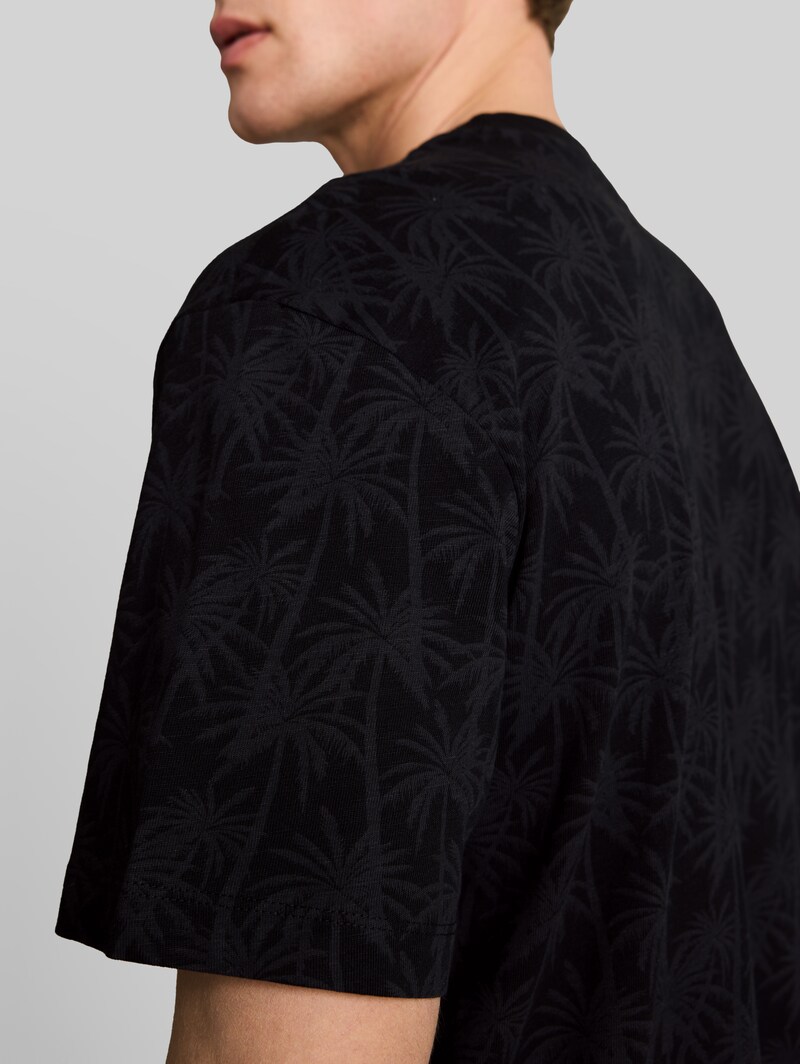 Tom Tailor Relaxed Fit T-Shirt mit Palmenprint - Black Laser Palm Design