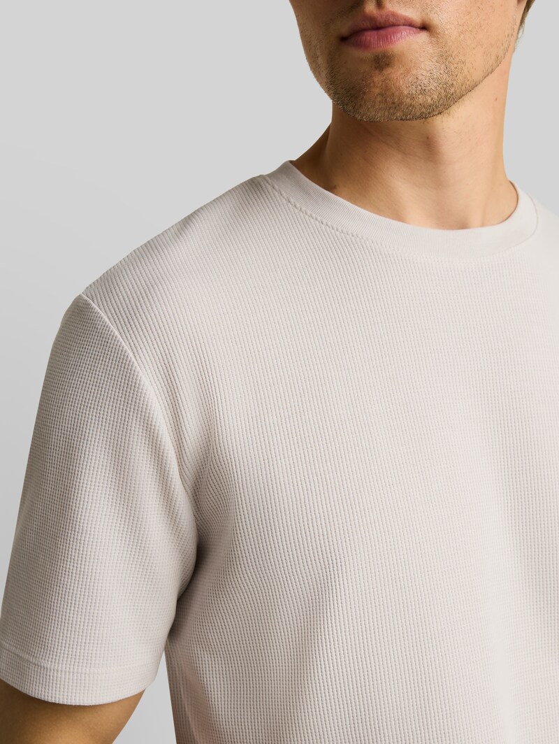 Tom Tailor T-Shirt mit Waffelstruktur - Clouds Grey