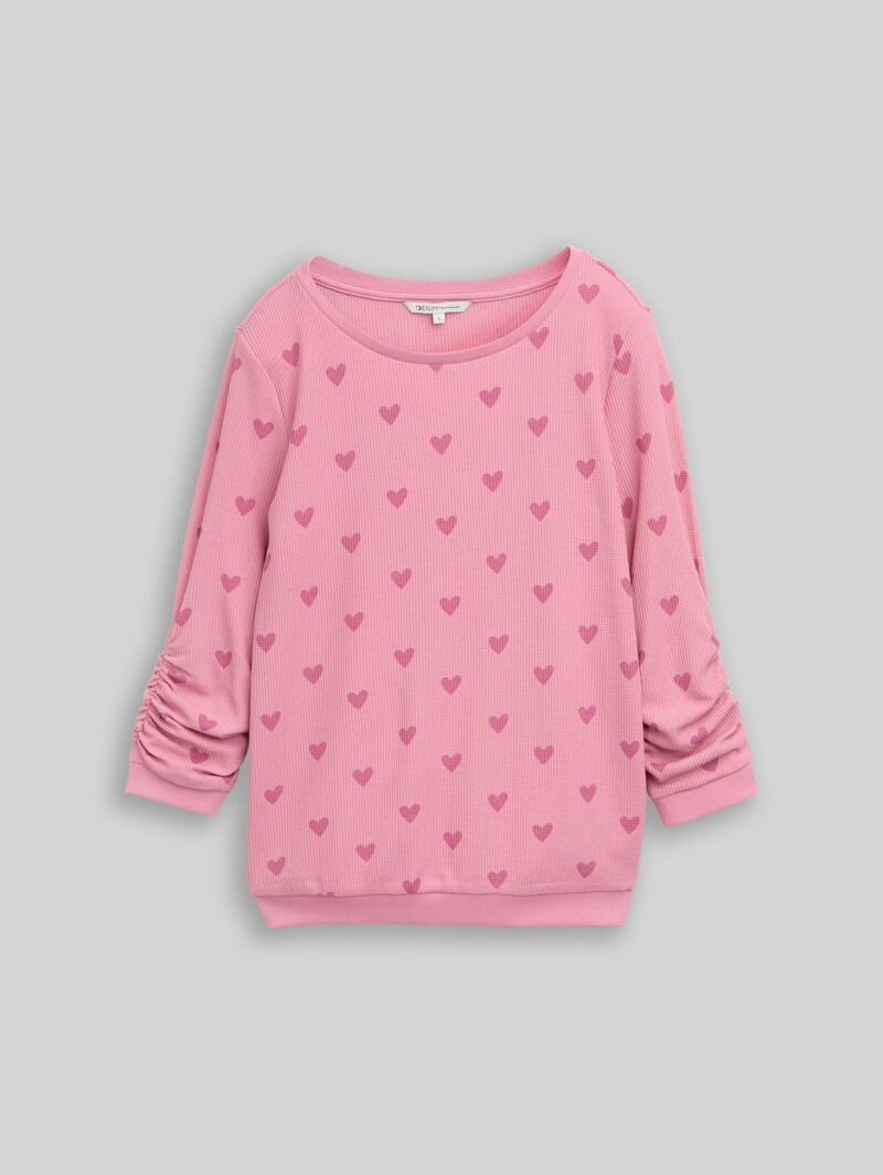 Tom Tailor Slim Fit Sweatshirt mit Herz-Print - Pink Tonal Heart Print