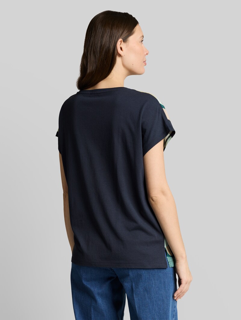Tom Tailor T-Shirt im Material-Mix - Abstract Stripe Print