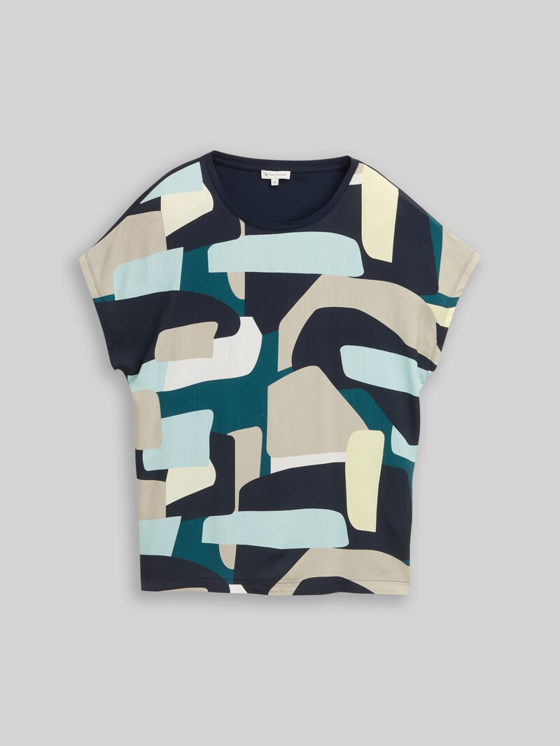 Tom Tailor T-Shirt im Material-Mix - Abstract Stripe Print