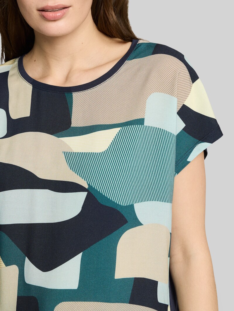 Tom Tailor T-Shirt im Material-Mix - Abstract Stripe Print