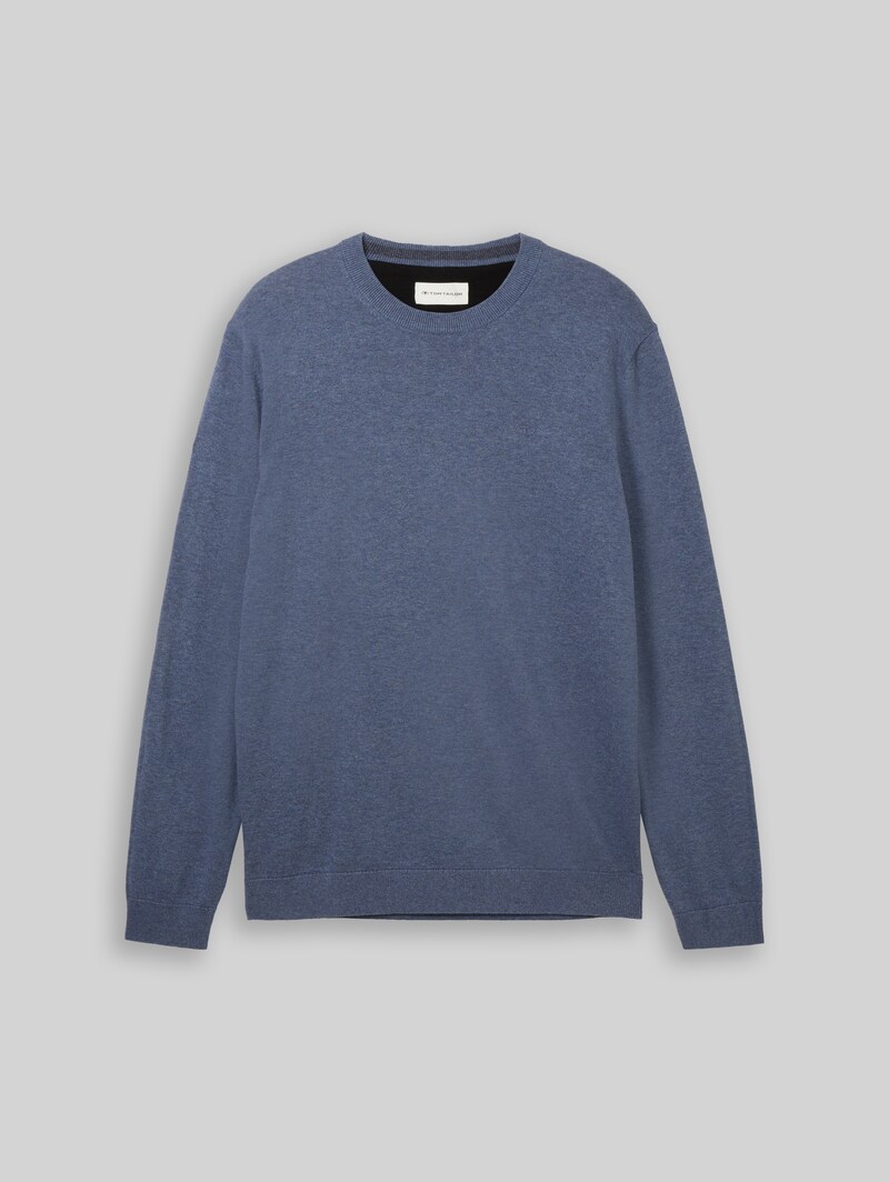 Tom Tailor Strickpullover aus Baumwolle - Vintage Indigo Blue Melange