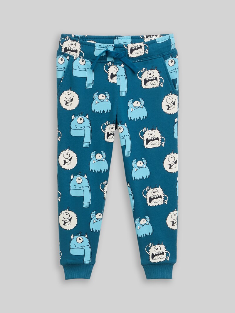 Tom Tailor Basic Jogginghose mit Allover-Print - Bluish Cozy Monster Design
