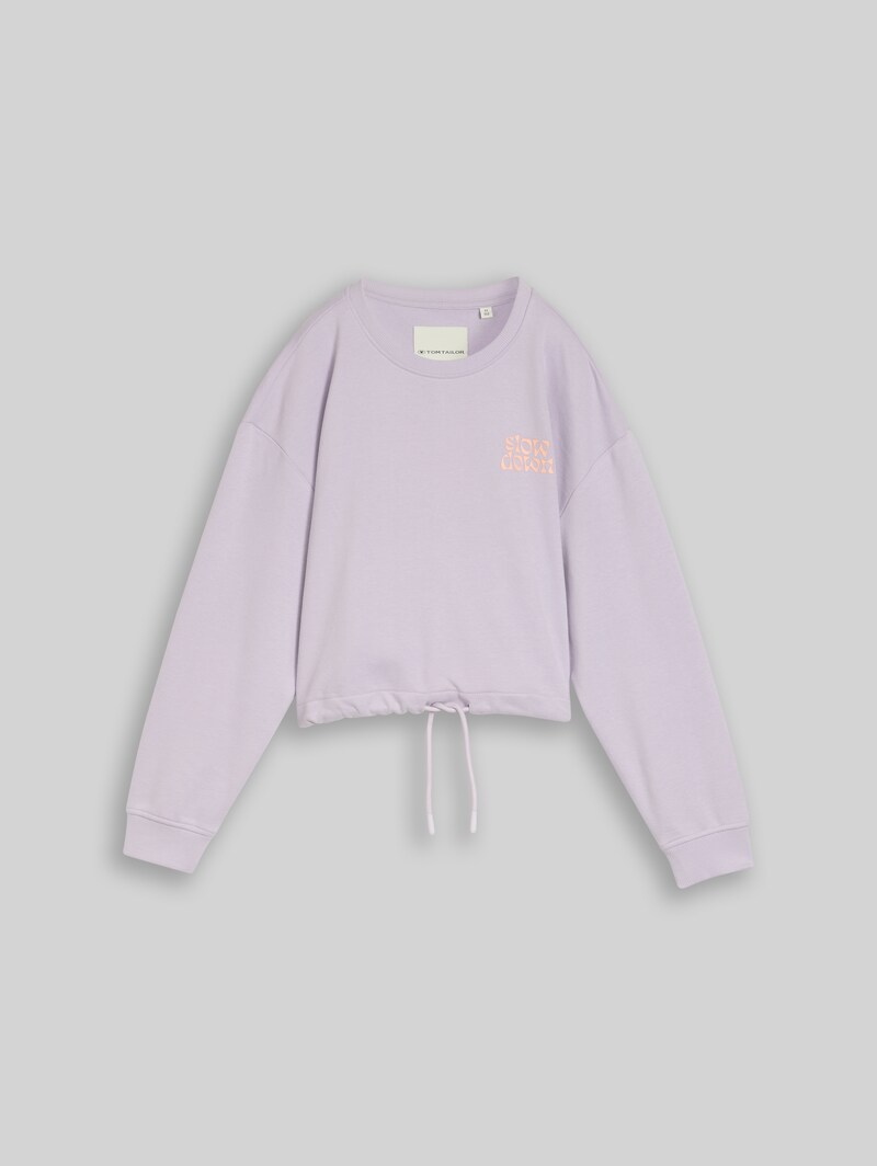 Tom Tailor Cropped Sweatshirt mit Bindeschleife - Cool Lilac