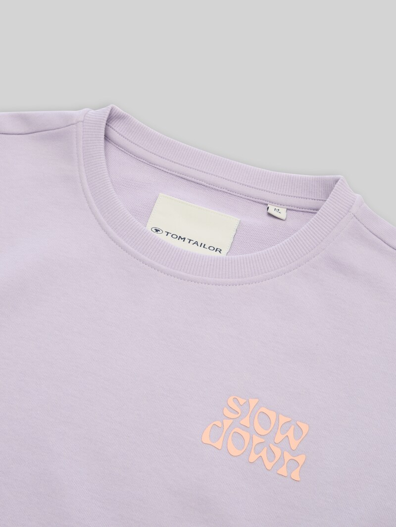 Tom Tailor Cropped Sweatshirt mit Bindeschleife - Cool Lilac