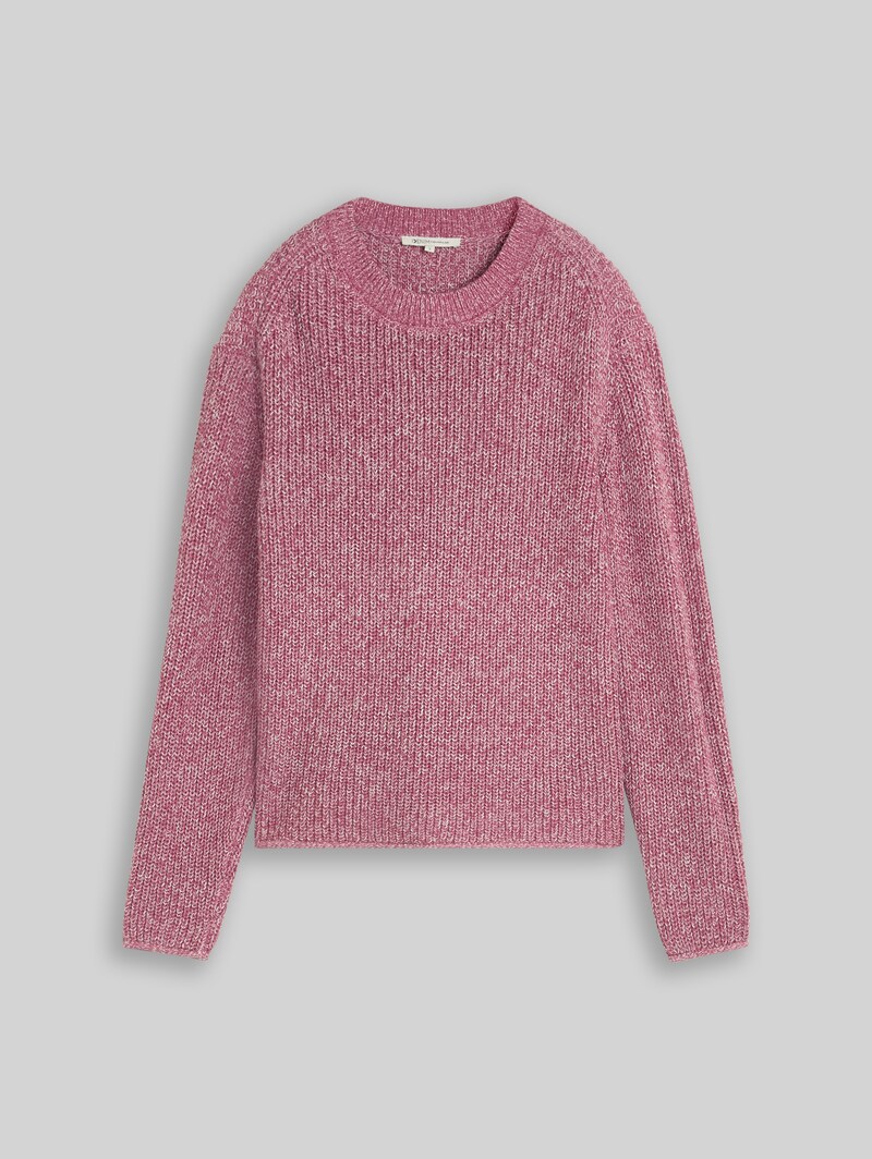 Tom Tailor Relaxed Fit Strickpullover - Dusty Berry Mouline