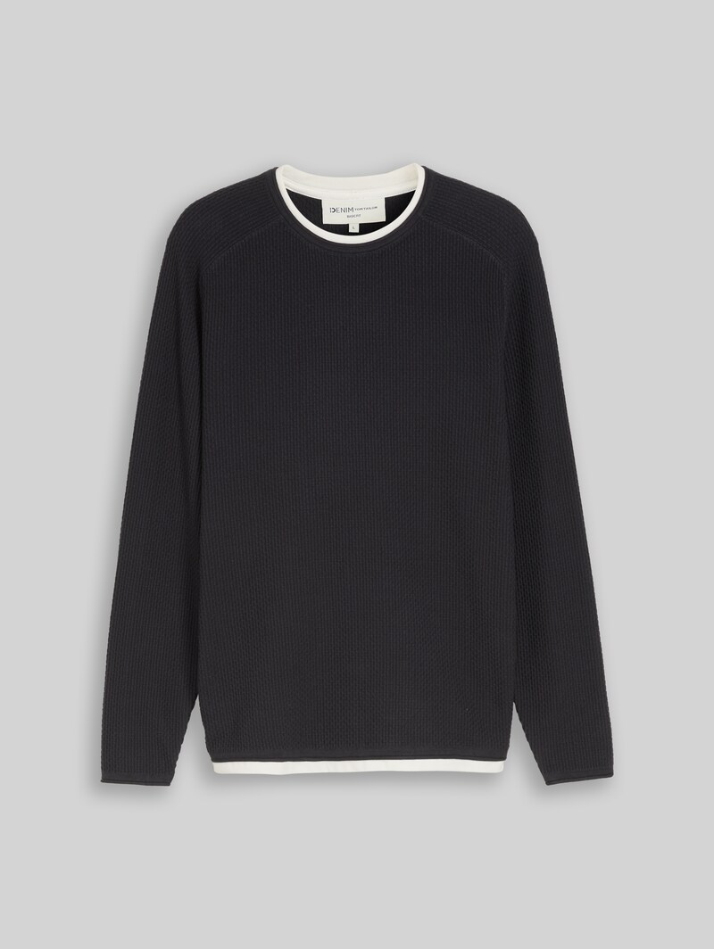 Tom Tailor Strickpullover im 2-in-1-Look - Coal Grey