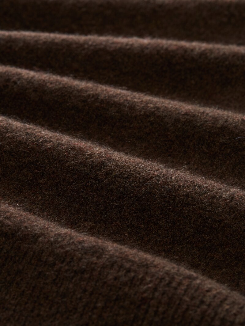 Tom Tailor Longstyle Strickpullover mit Wollanteil - Cool Dark Brown Melange