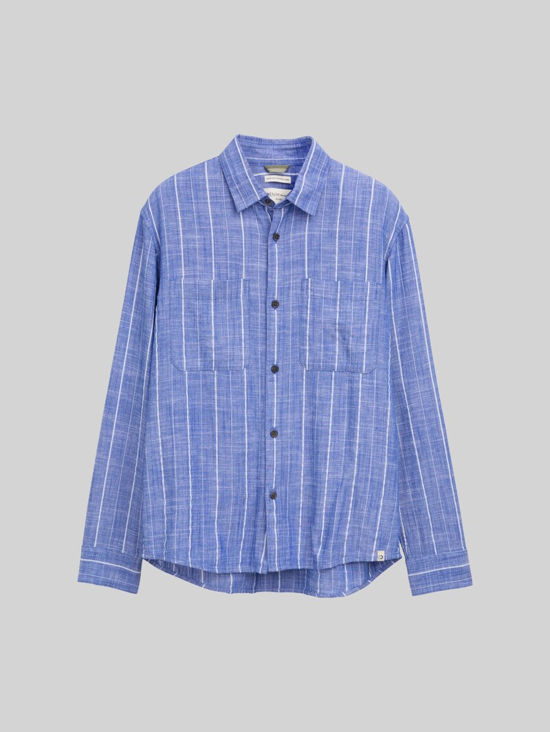 Tom Tailor Relaxed Fit Hemd mit Leinenanteil - Royale Blue Stripe