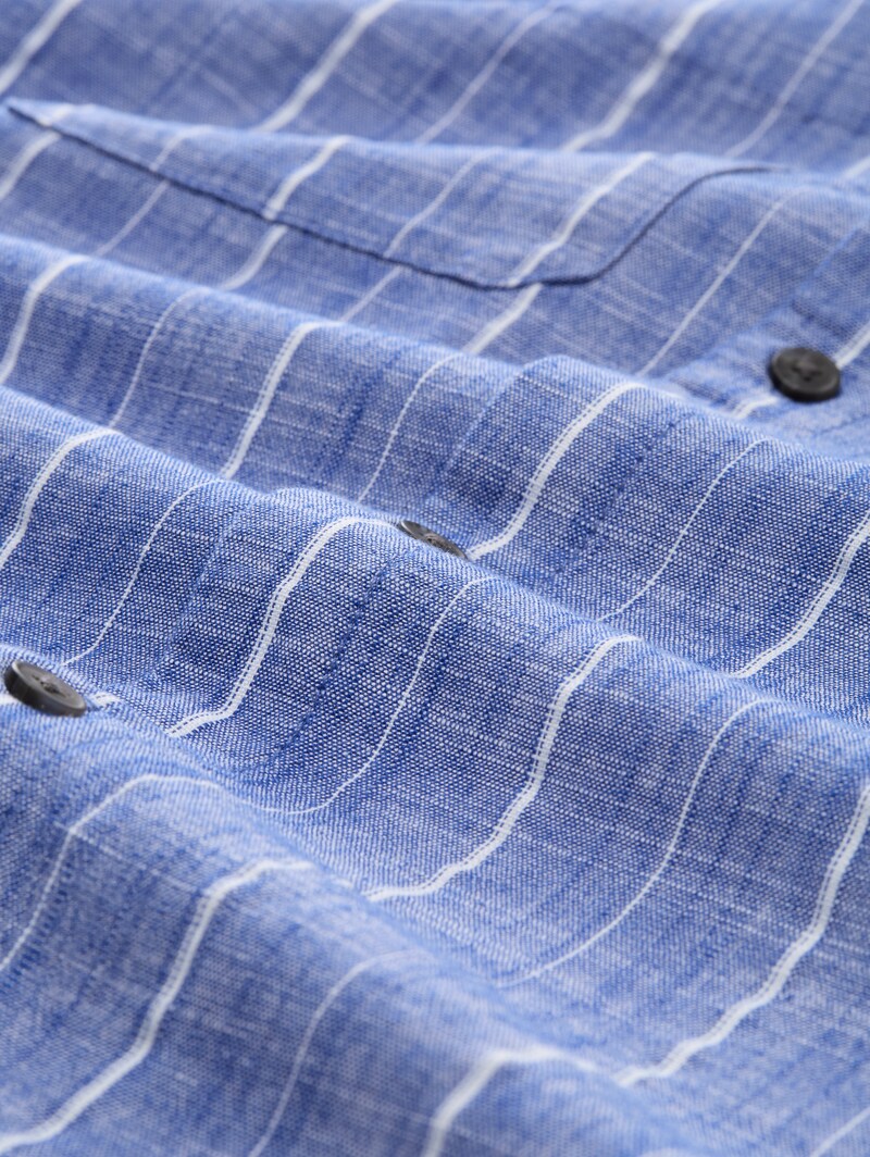 Tom Tailor Relaxed Fit Hemd mit Leinenanteil - Royale Blue Stripe