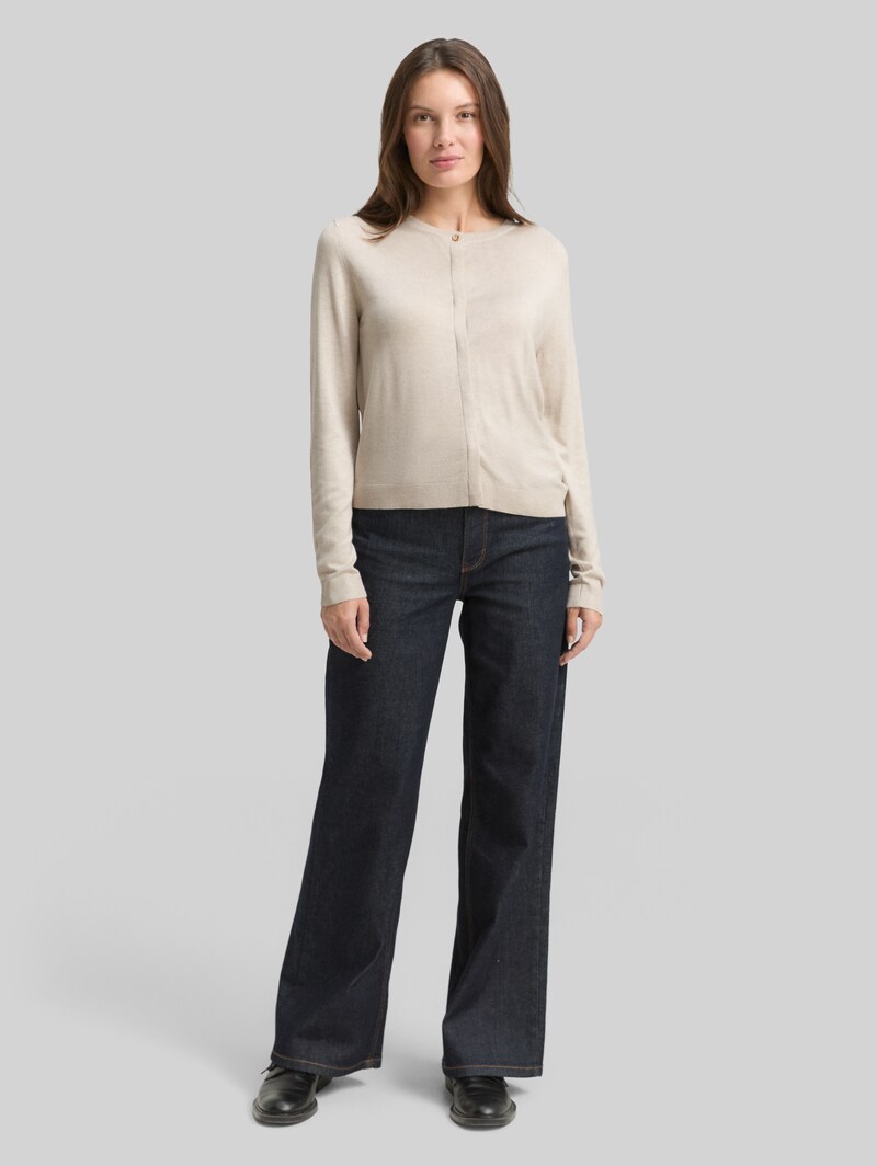 Tom Tailor Cardigan mit verdeckter Knopfleiste - Sand Stone Beige Melange