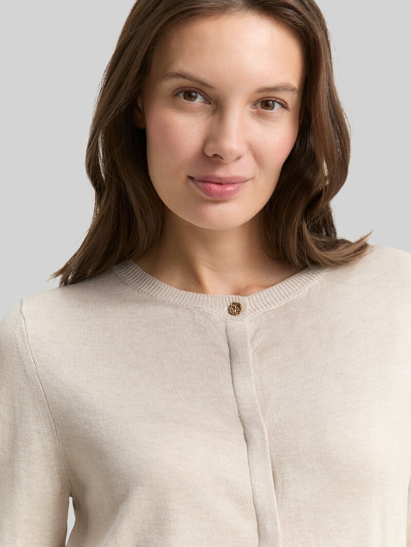 Tom Tailor Cardigan mit verdeckter Knopfleiste - Sand Stone Beige Melange