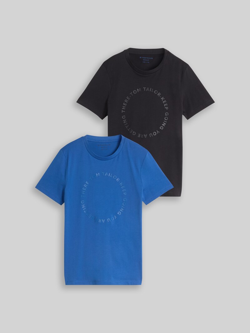 Tom Tailor Basic T-Shirt im 2er-Pack - Soft Sapphire Blue