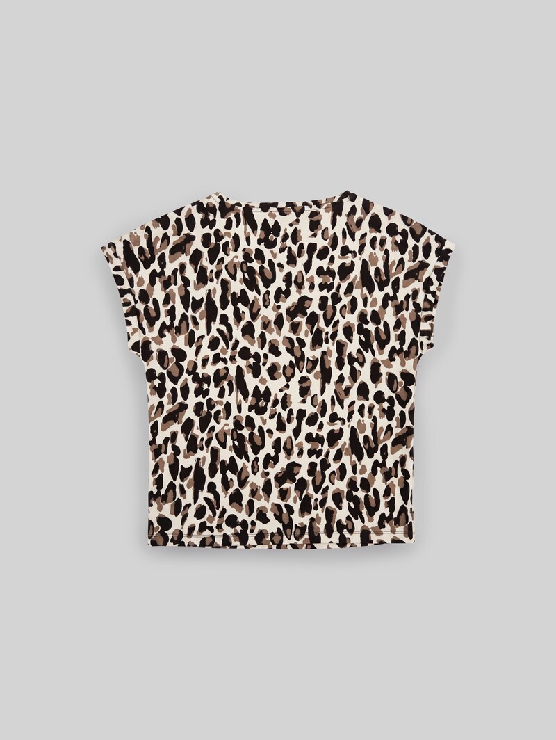 Tom Tailor T-Shirt mit Allover-Print - Brown Beige Leo Print