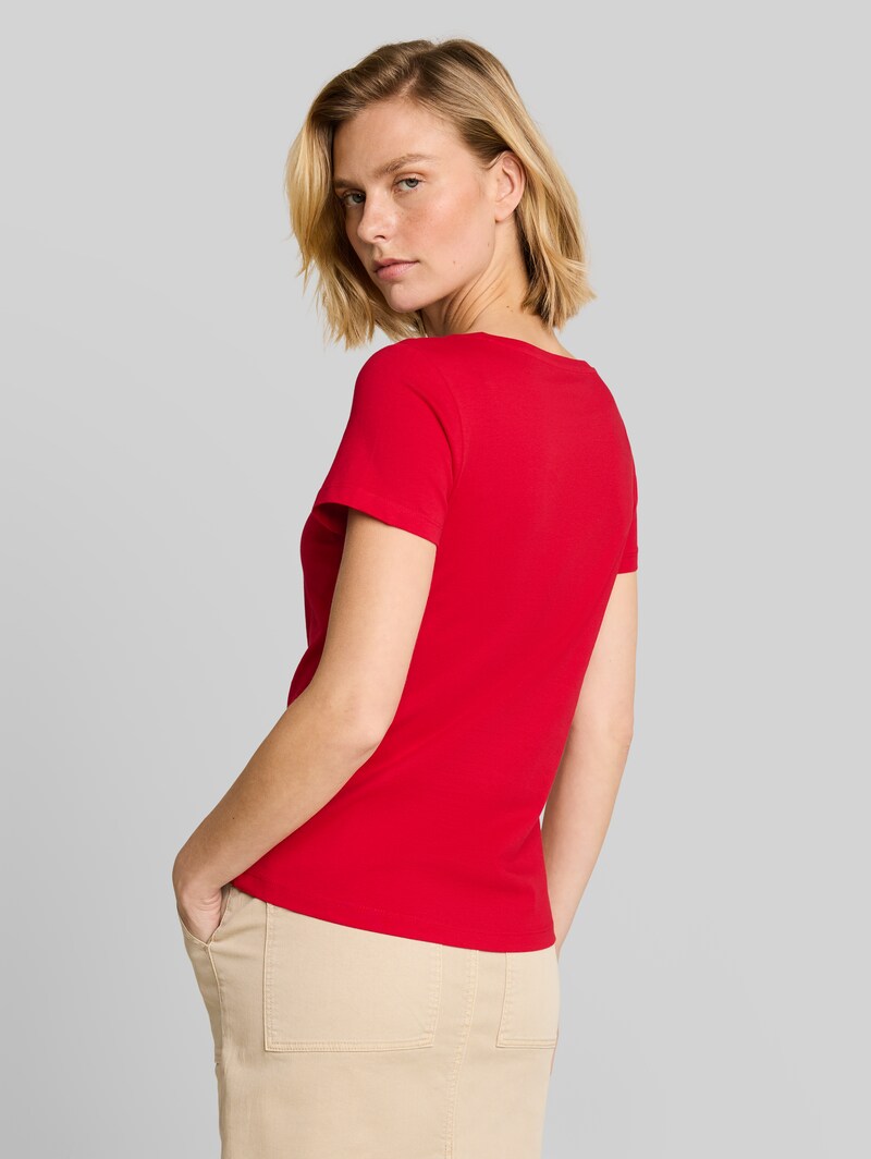 Tom Tailor T-Shirt mit Glitzer-Logo - Soft Scarlet Red