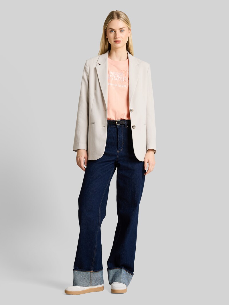 Tom Tailor Loose Fit T-Shirt mit Stickerei - Orange Parfait