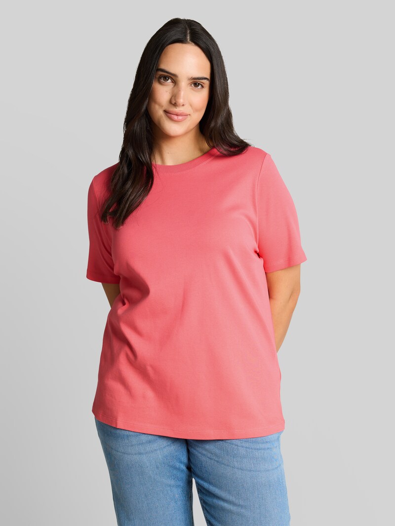 Tom Tailor Plus Size - Basic T-Shirt aus Baumwolle - Soft Coral Pink Tom Tailor Plus Size - Basic T-Shirt aus Baumwolle - Soft Coral Pink