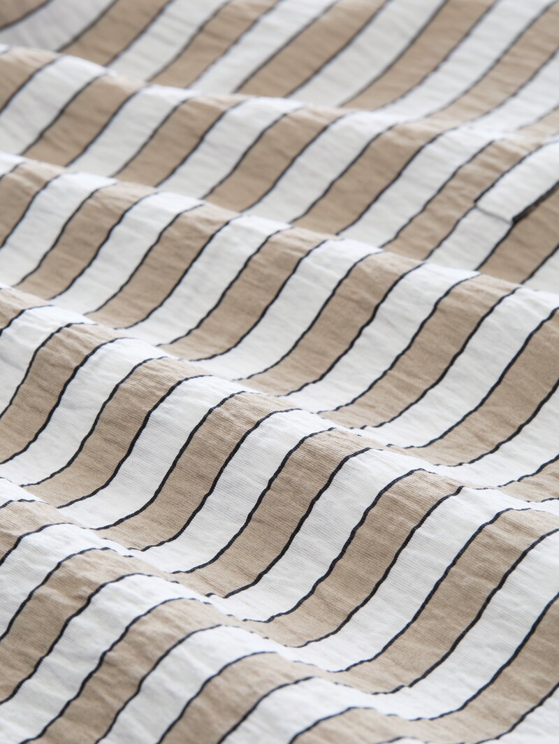 Tom Tailor Loose Fit Bluse mit V-Ausschnitt - Olive White Irregular Stripe