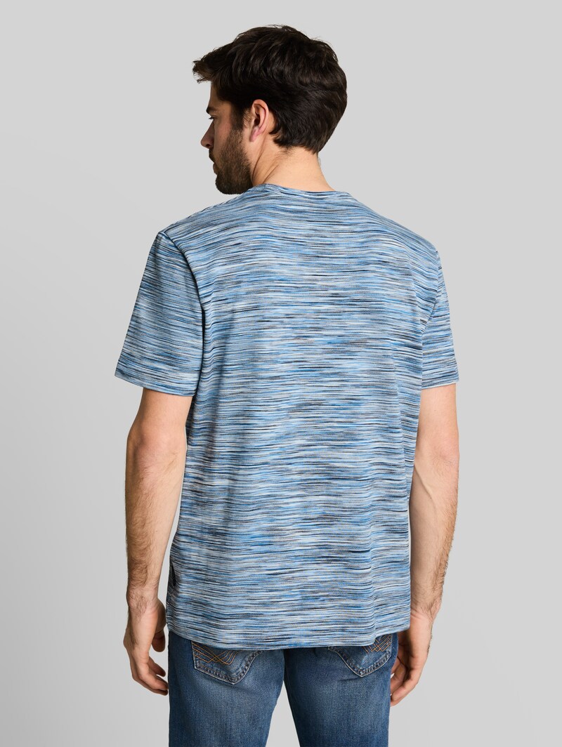 Tom Tailor Piqué T-Shirt in Melange-Optik - Blue White Spacedye Pique