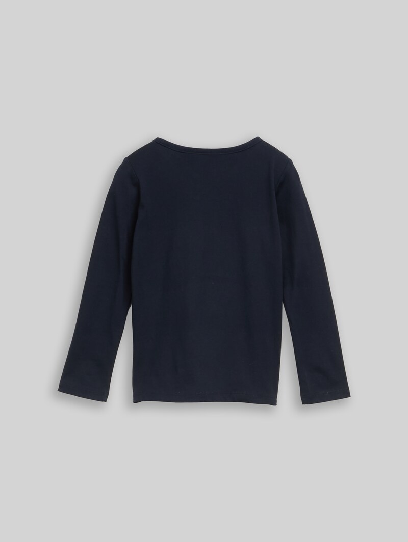 Tom Tailor Langarmshirt mit Wendepailletten - Sky Captain Blue Tom Tailor Langarmshirt mit Wendepailletten - Sky Captain Blue