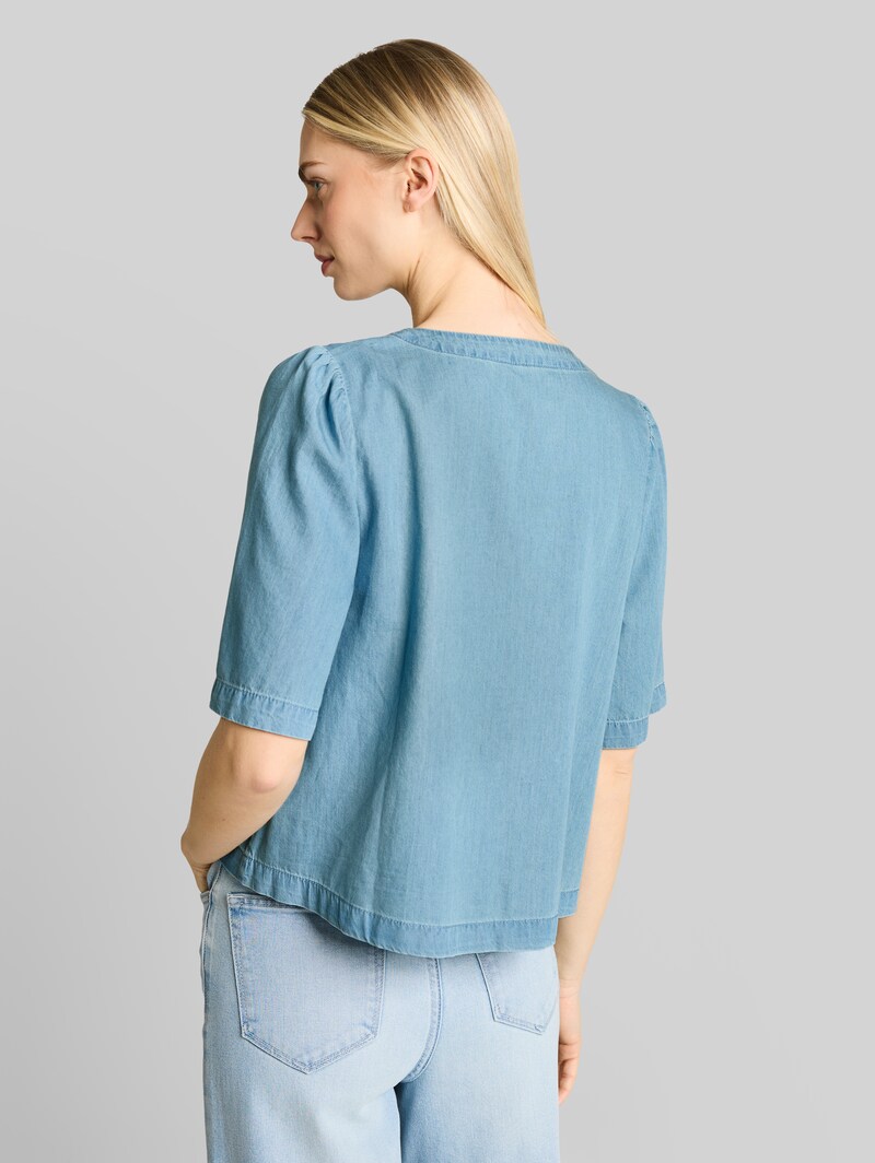 Tom Tailor Jeansbluse mit Schleifen-Detail - Clean Light Stone Blue Denim