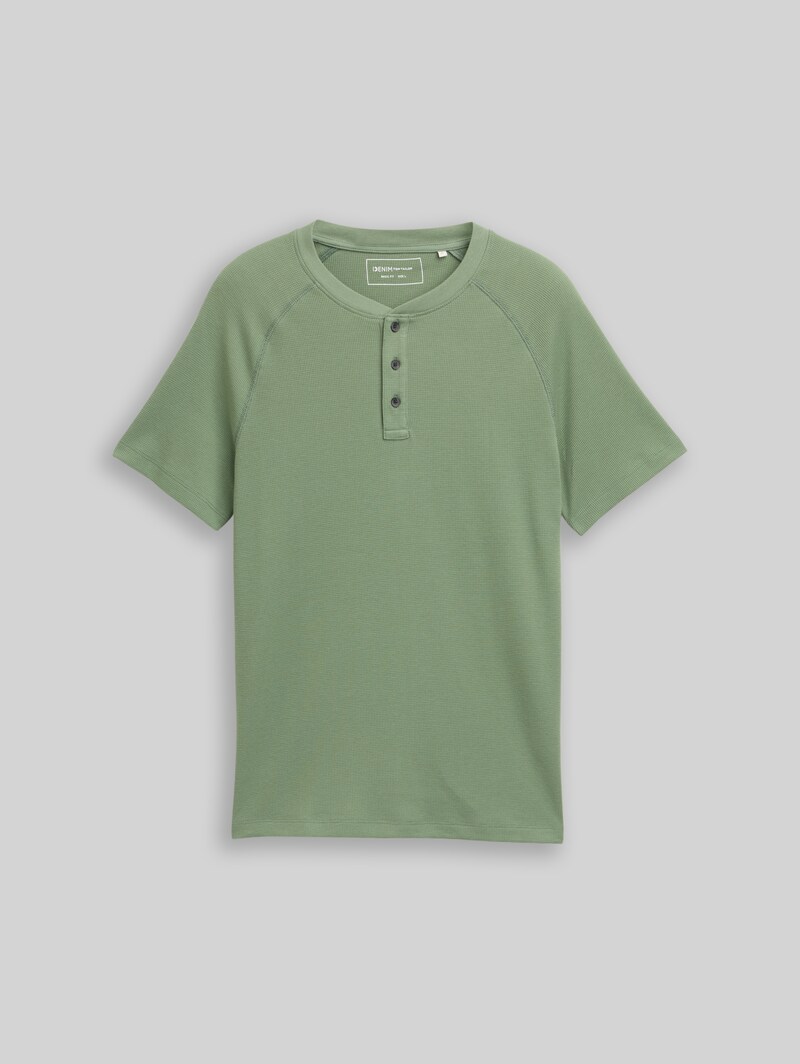 Tom Tailor Henley T-Shirt mit Waffelstruktur - Sea Spray