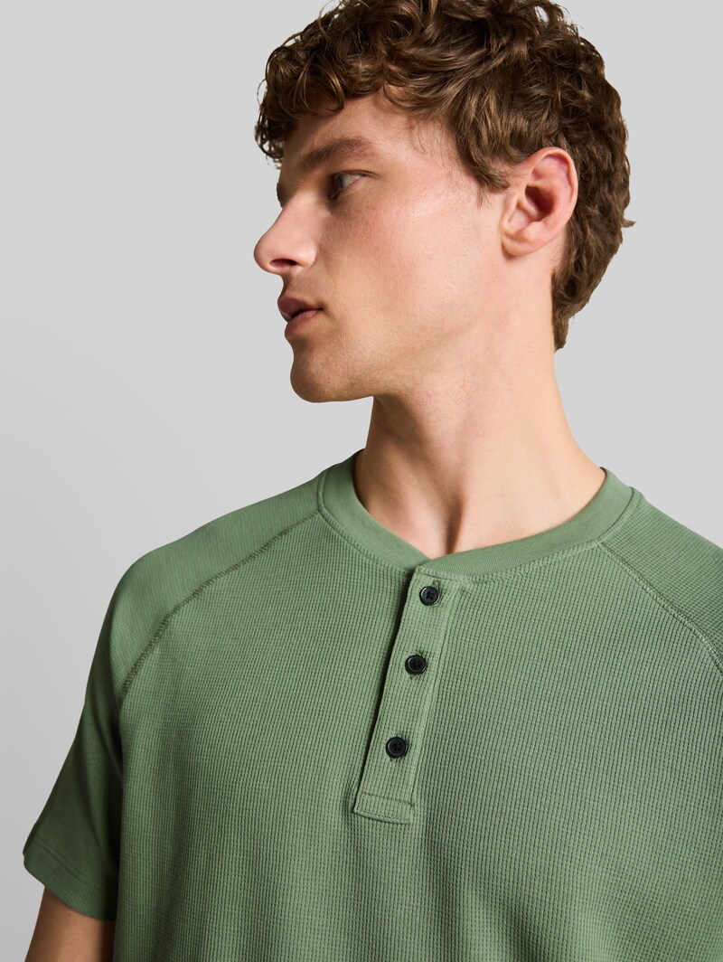 Tom Tailor Henley T-Shirt mit Waffelstruktur - Sea Spray