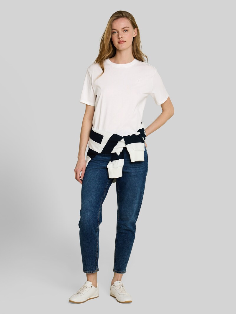 Tom Tailor Boxy Fit T-Shirt mit Stickerei - Off White