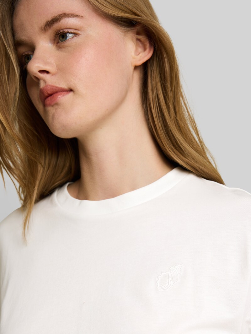 Tom Tailor Boxy Fit T-Shirt mit Stickerei - Off White