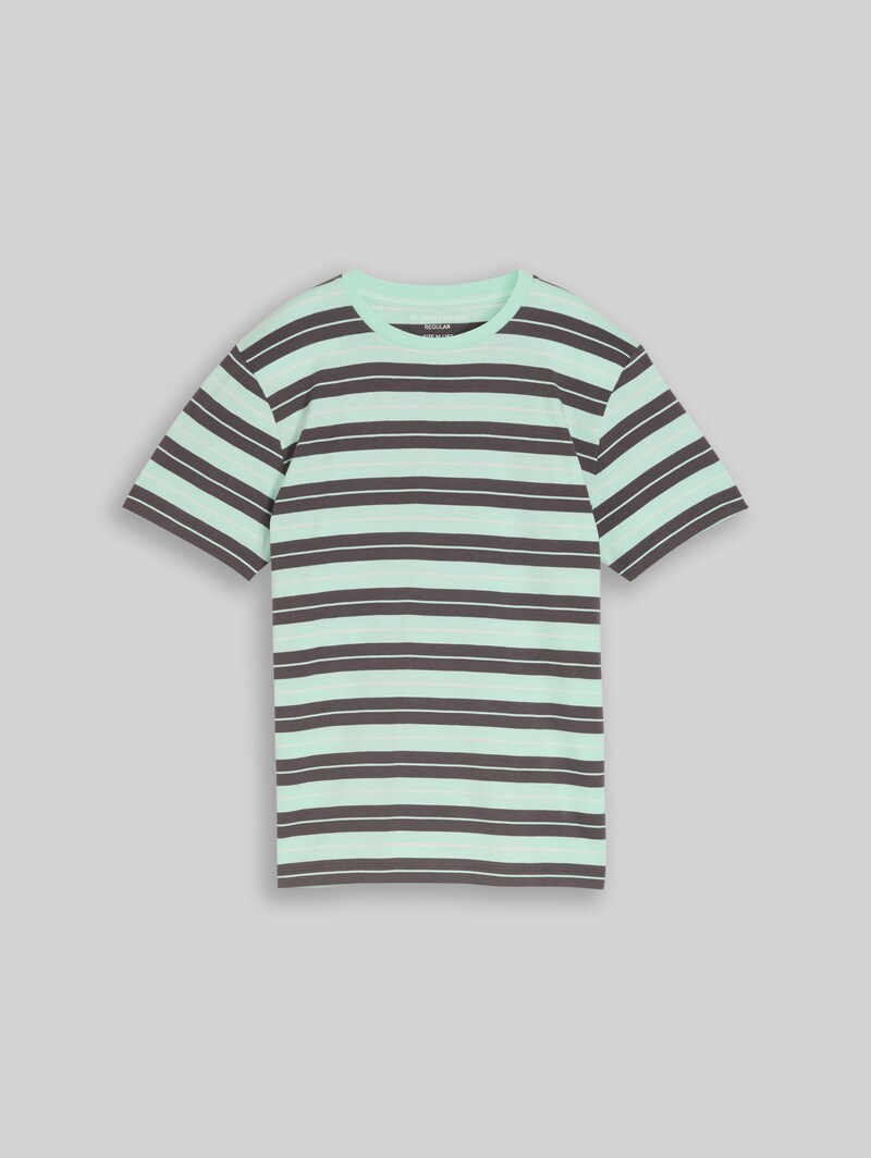 Tom Tailor T-Shirt mit Streifenmuster aus Baumwolle - Light Blue Grey Stripe