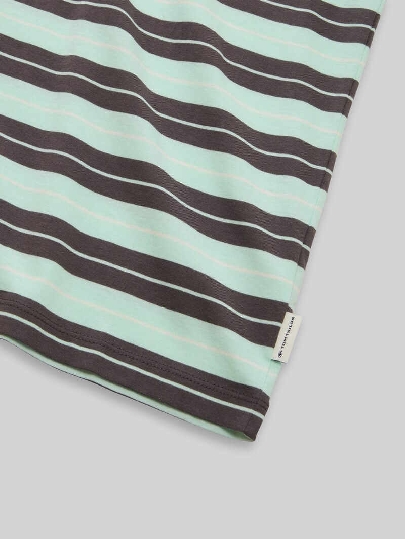 Tom Tailor T-Shirt mit Streifenmuster aus Baumwolle - Light Blue Grey Stripe