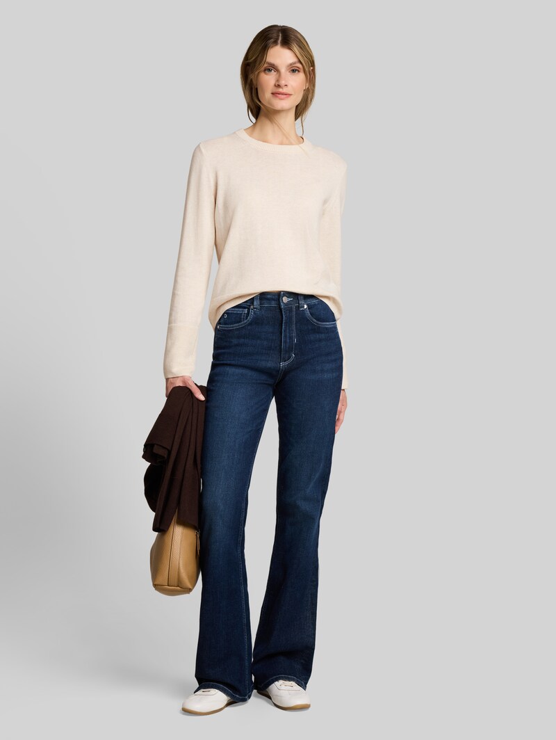 Tom Tailor Strickpullover mit Kaschmir-Anteil - Whisper Offwhite Melange