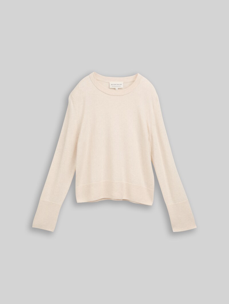 Tom Tailor Strickpullover mit Kaschmir-Anteil - Whisper Offwhite Melange