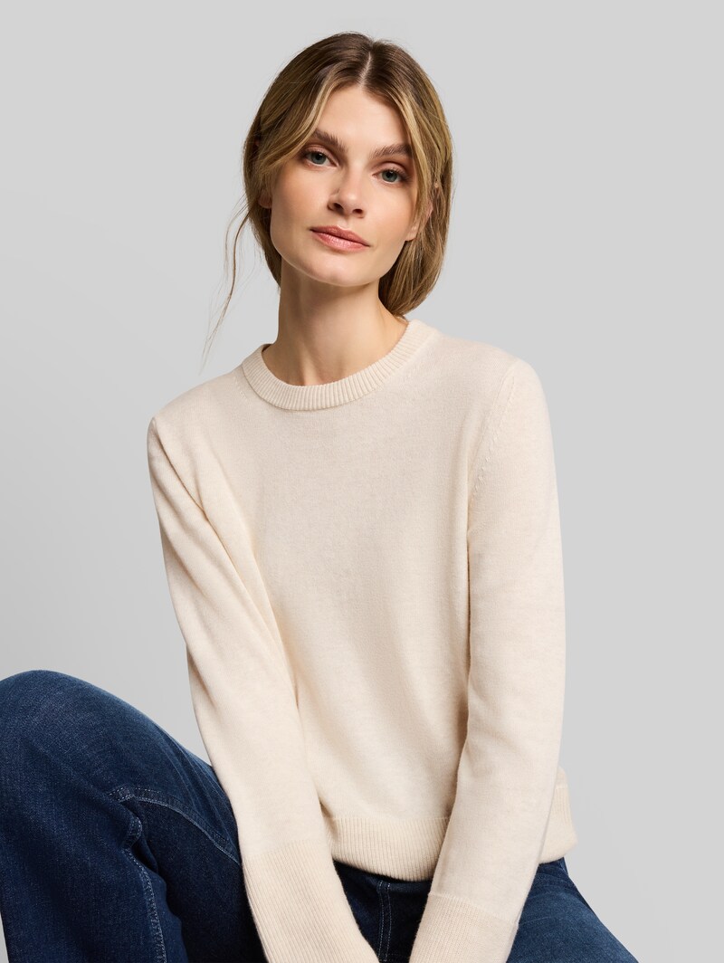 Tom Tailor Strickpullover mit Kaschmir-Anteil - Whisper Offwhite Melange